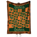 miami hurricanes helmet heart orange quilt blanket best selling