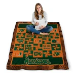 miami hurricanes helmet heart orange quilt blanket best selling