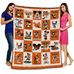 miami hurricanes mickey mouse motif orange white quilt blanket best selling