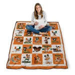miami hurricanes mickey mouse motif orange white quilt blanket best selling