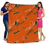 miami hurricanes sketch lines orange quilt blanket best selling
