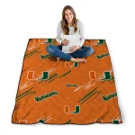 miami hurricanes sketch lines orange quilt blanket best selling