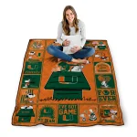 miami hurricanes snoopy love orange quilt blanket best selling