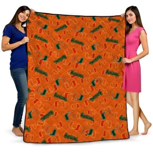 miami hurricanes solid classic orange quilt blanket best selling