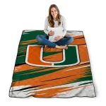 miami hurricanes wild lines orange white quilt blanket best selling