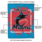 miami marlins block border blue quilt blanket best selling