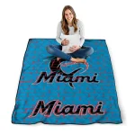 miami marlins brick grid blue quilt blanket best selling
