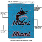miami marlins brick grid blue quilt blanket best selling