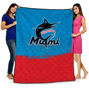 miami marlins dot illusion blue quilt blanket best selling