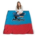miami marlins dot illusion blue quilt blanket best selling
