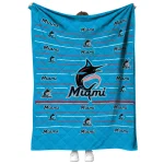 miami marlins handdrawn stripes blue quilt blanket best selling