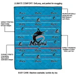 miami marlins handdrawn stripes blue quilt blanket best selling