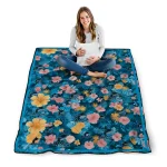 miami marlins hibiscus foliage blue quilt blanket best selling