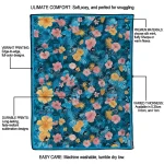 miami marlins hibiscus foliage blue quilt blanket best selling