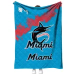 miami marlins league patch blue quilt blanket best selling