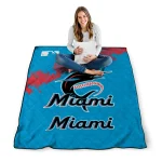 miami marlins league patch blue quilt blanket best selling