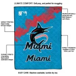 miami marlins league patch blue quilt blanket best selling