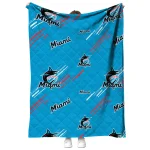 miami marlins sketch lines blue quilt blanket best selling