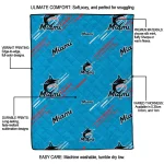 miami marlins sketch lines blue quilt blanket best selling