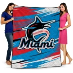 miami marlins wild lines blue white quilt blanket best selling