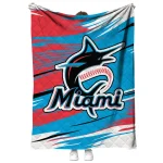 miami marlins wild lines blue white quilt blanket best selling