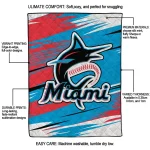 miami marlins wild lines blue white quilt blanket best selling