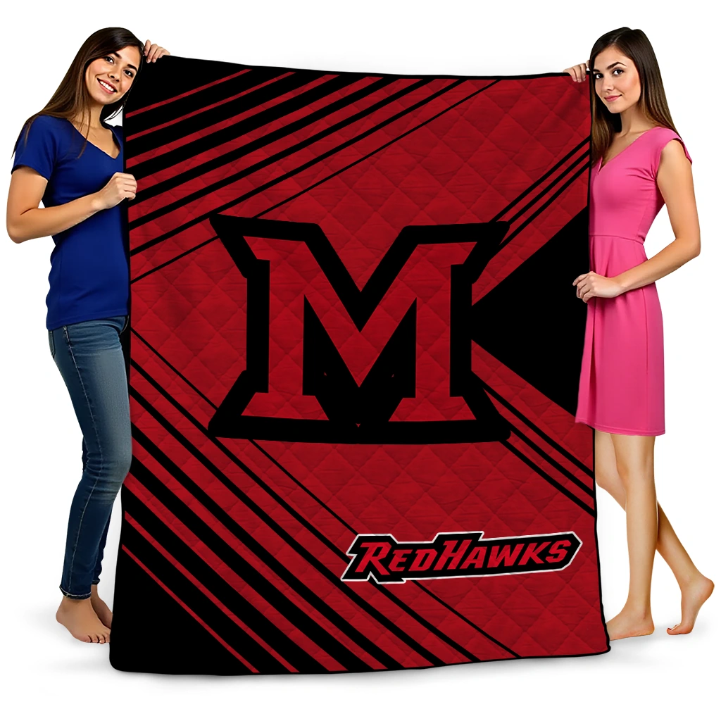 miami redhawks arrow layers red quilt blanket best selling miami redhawks arrow layers red quilt blanket best selling