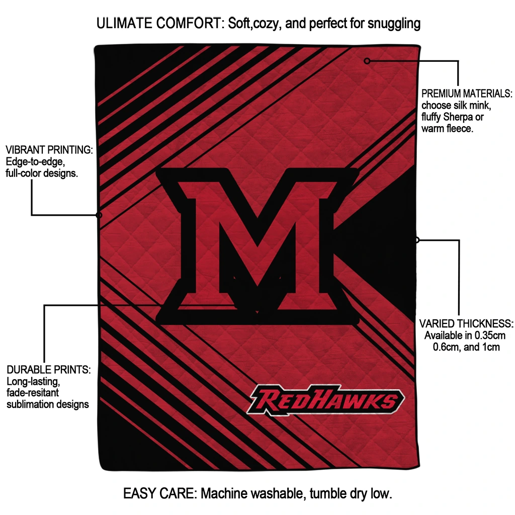miami redhawks arrow layers red quilt blanket latest model miami redhawks arrow layers red quilt blanket latest model