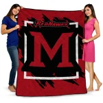 Miami RedHawks Block Border Red Quilt Blanket 1 miami redhawks block border red quilt blanket best selling