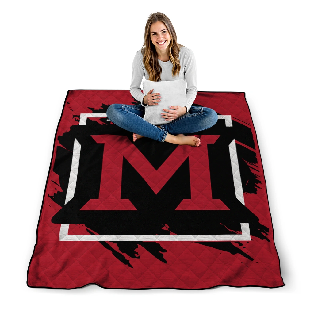 miami redhawks block border red quilt blanket high quality miami redhawks block border red quilt blanket high quality