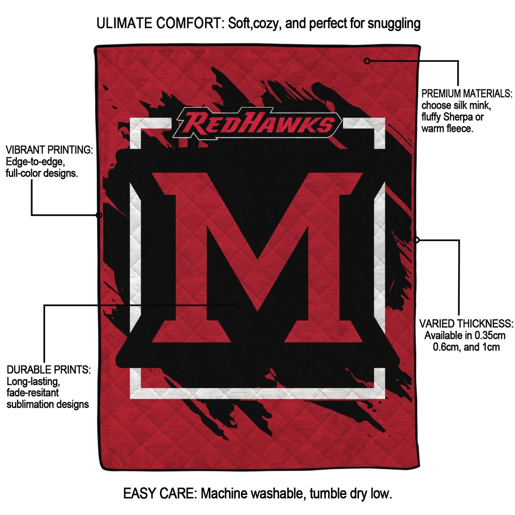 miami redhawks block border red quilt blanket latest model miami redhawks block border red quilt blanket latest model