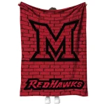 miami redhawks brick grid red quilt blanket best selling