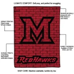 miami redhawks brick grid red quilt blanket best selling