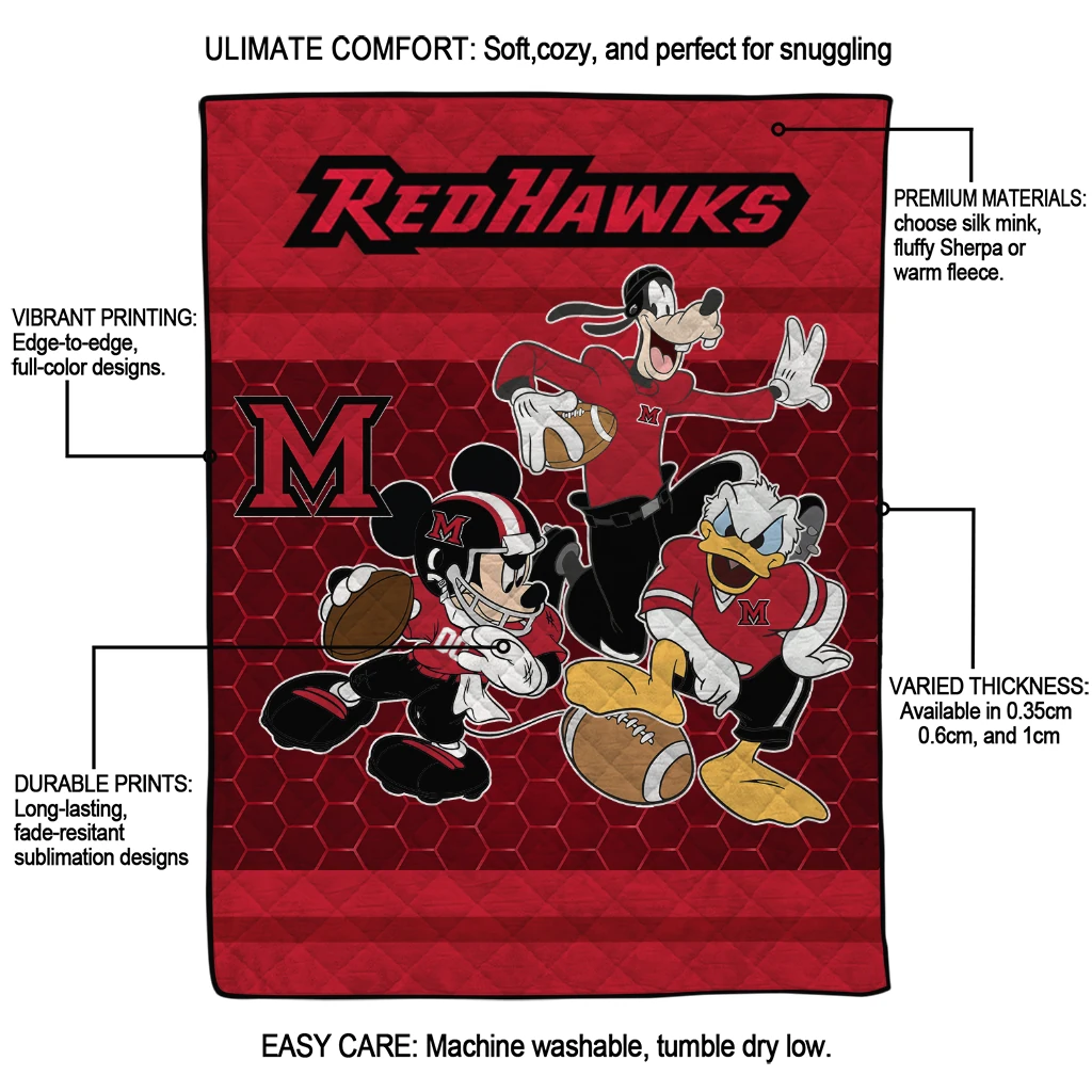 miami redhawks disney football red quilt blanket latest model miami redhawks disney football red quilt blanket latest model
