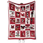 miami redhawks mickey mouse motif red white quilt blanket best selling