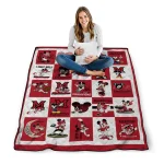 miami redhawks mickey mouse motif red white quilt blanket best selling