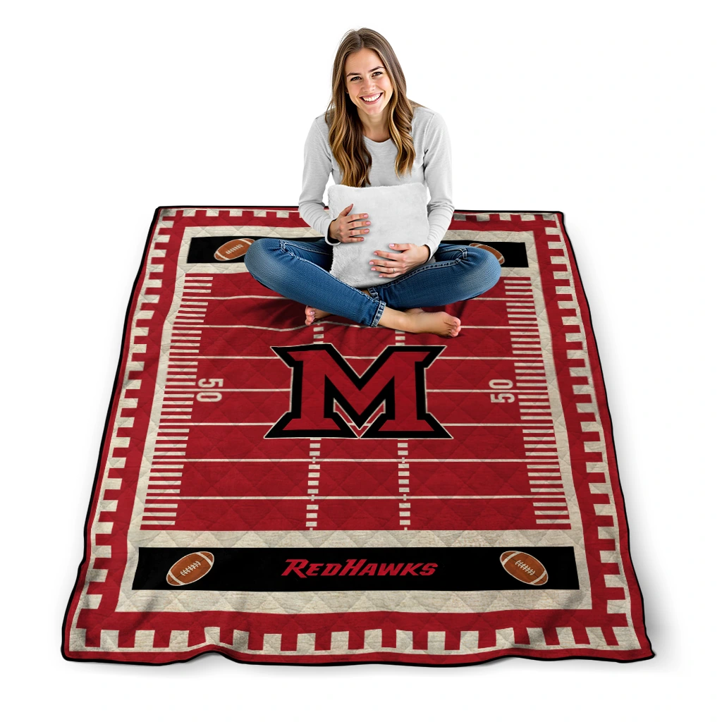 miami redhawks mickey player red quilt blanket high quality miami redhawks mickey player red quilt blanket high quality