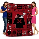 miami redhawks snoopy love red quilt blanket best selling