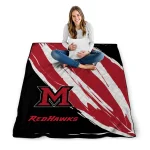 miami redhawks stroke art red white quilt blanket best selling