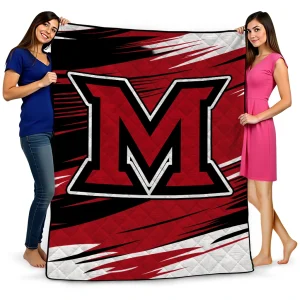 miami redhawks wild lines red white quilt blanket best selling