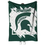 michigan state spartans block border green quilt blanket best selling
