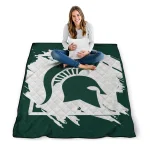 michigan state spartans block border green quilt blanket best selling