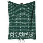 michigan state spartans brick grid green quilt blanket best selling