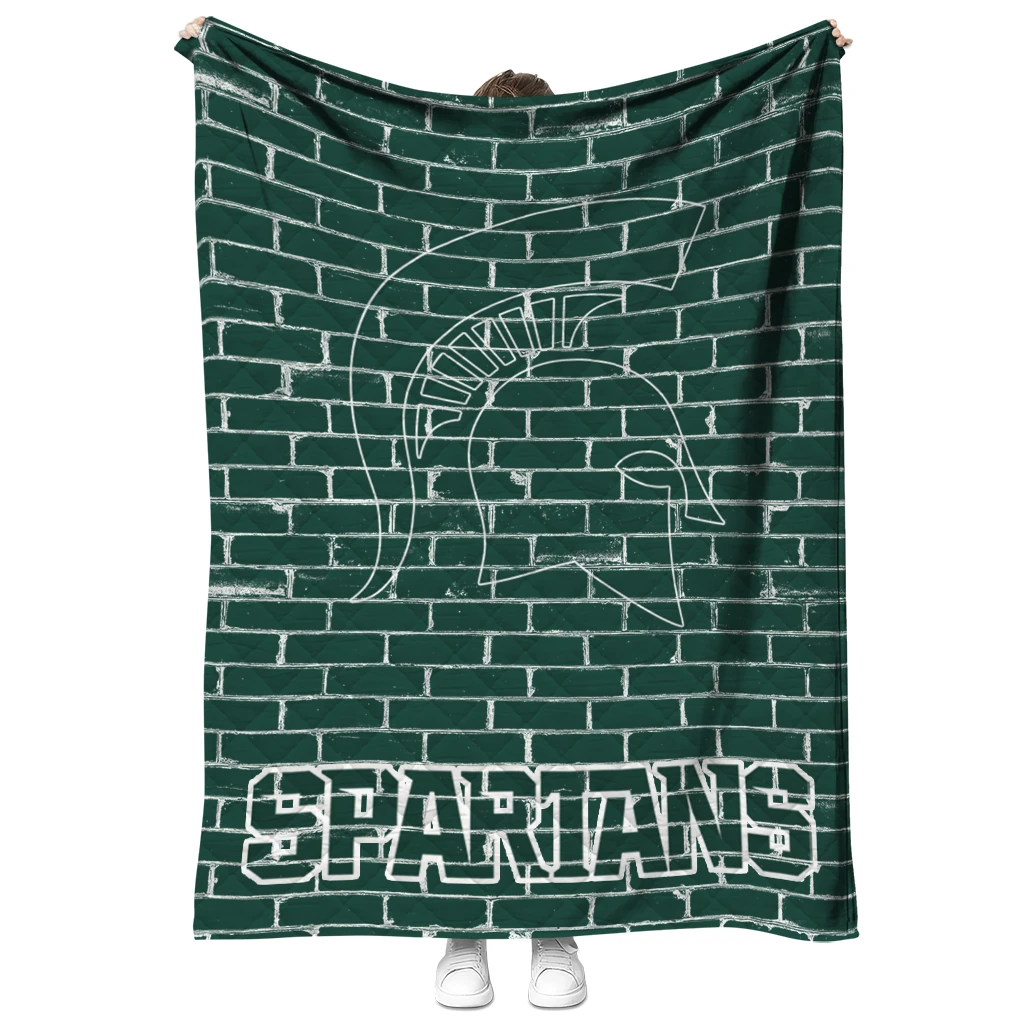 michigan state spartans brick grid green quilt blanket fashion forward