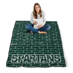michigan state spartans brick grid green quilt blanket best selling