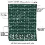 michigan state spartans brick grid green quilt blanket best selling