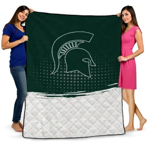 michigan state spartans dot illusion green quilt blanket best selling
