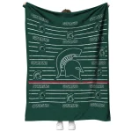 michigan state spartans handdrawn stripes green quilt blanket best selling