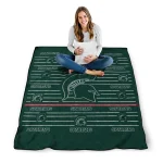 michigan state spartans handdrawn stripes green quilt blanket best selling