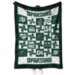 michigan state spartans helmet heart green quilt blanket best selling